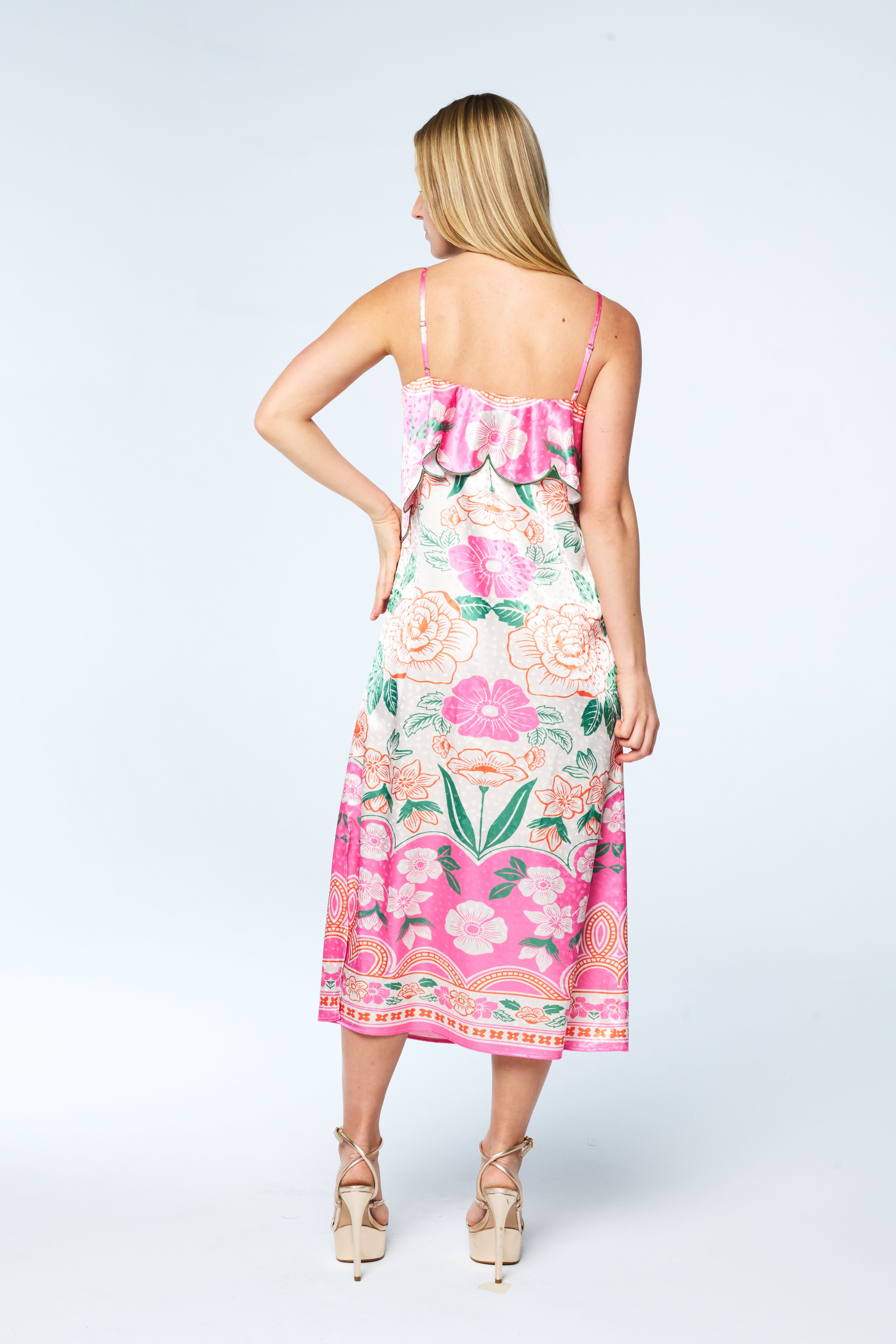 Neshia Floral Print Midi Dress