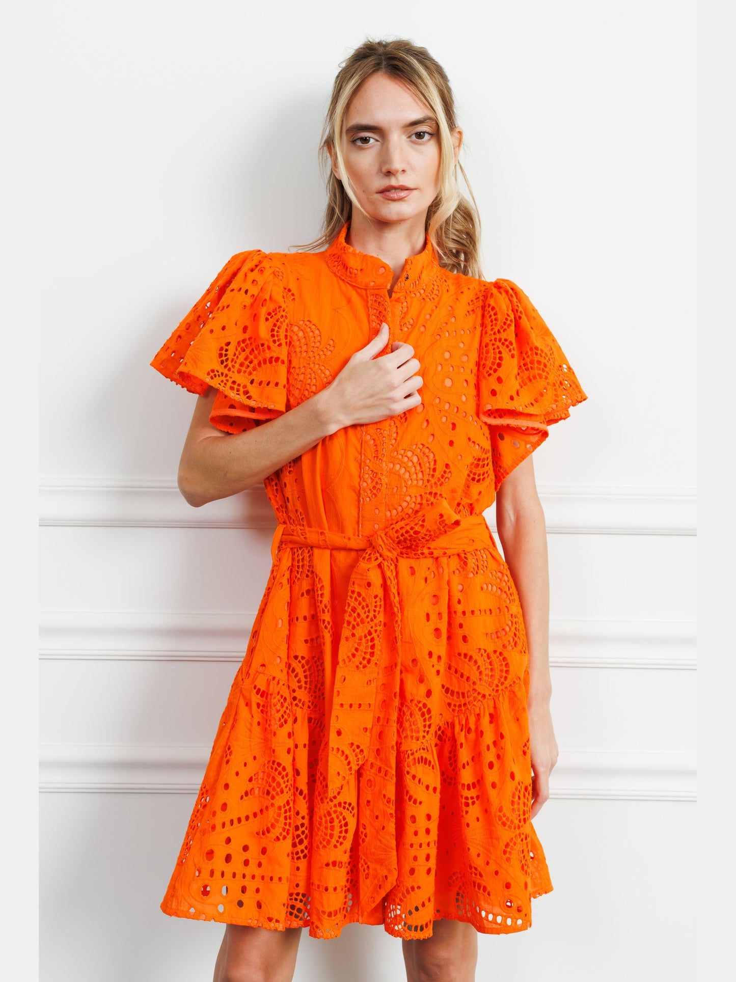 Zenaida Eyelet Tie Waist Dress