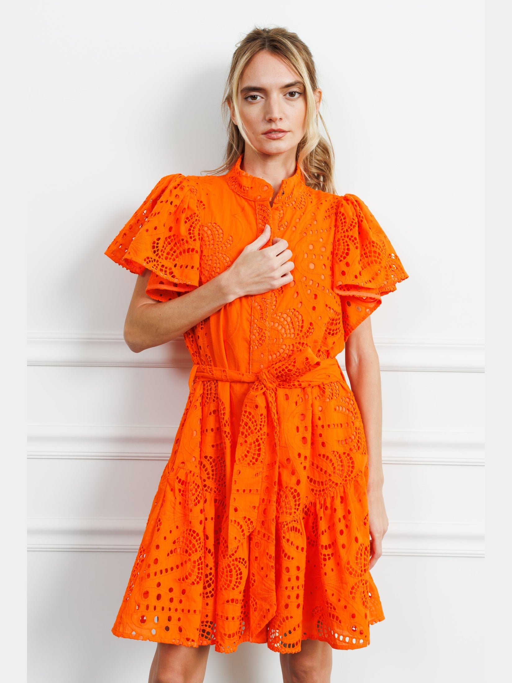 Zenaida Eyelet Tie Waist Dress