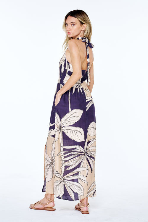 Cargar la imagen 1 en la vista de la galería. Charlotte Botanical Print Halter Maxi Dress
