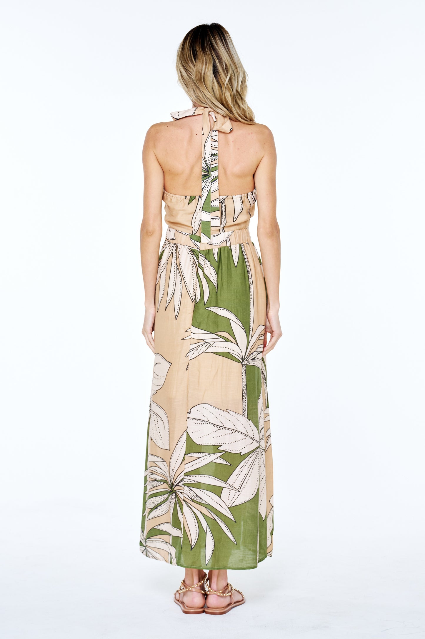 Charlotte Botanical Print Halter Maxi Dress
