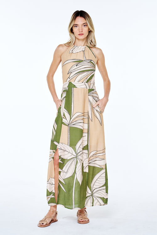 Cargar la imagen 1 en la vista de la galería. Charlotte Botanical Print Halter Maxi Dress