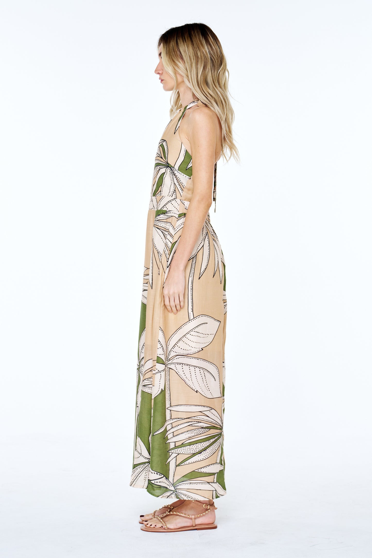 Charlotte Botanical Print Halter Maxi Dress
