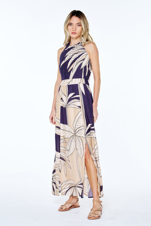 Cargar la imagen 1 en la vista de la galería. Charlotte Botanical Print Halter Maxi Dress
