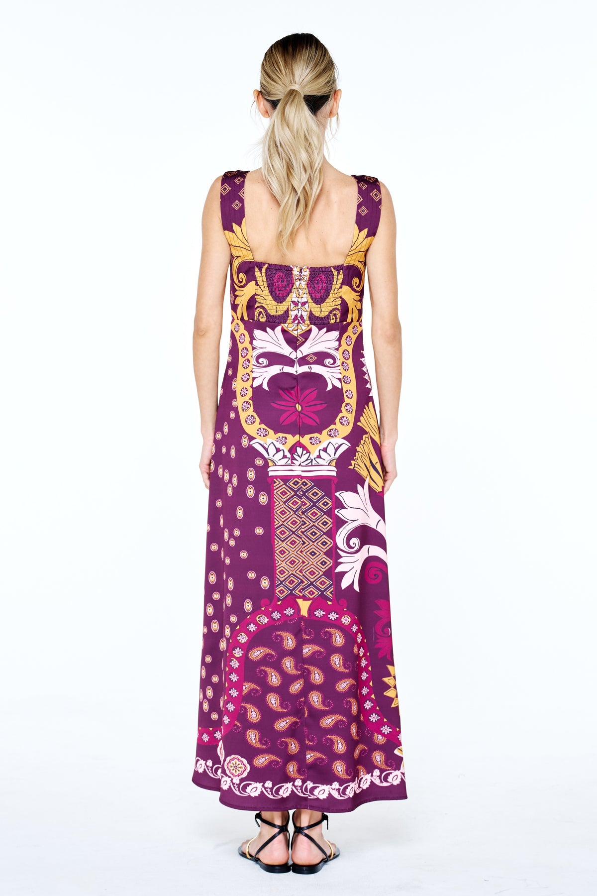 Enza Mixed Print Sleeveless Midi Dress
