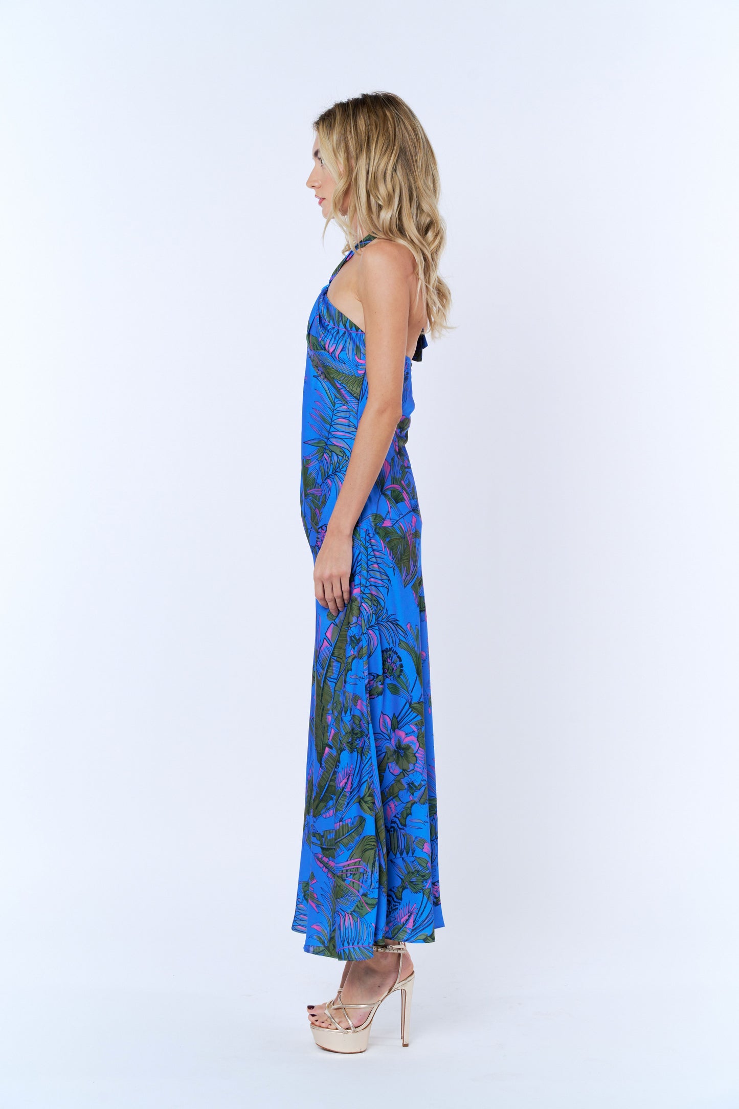 Rune Tropical Print Halter Maxi Dress