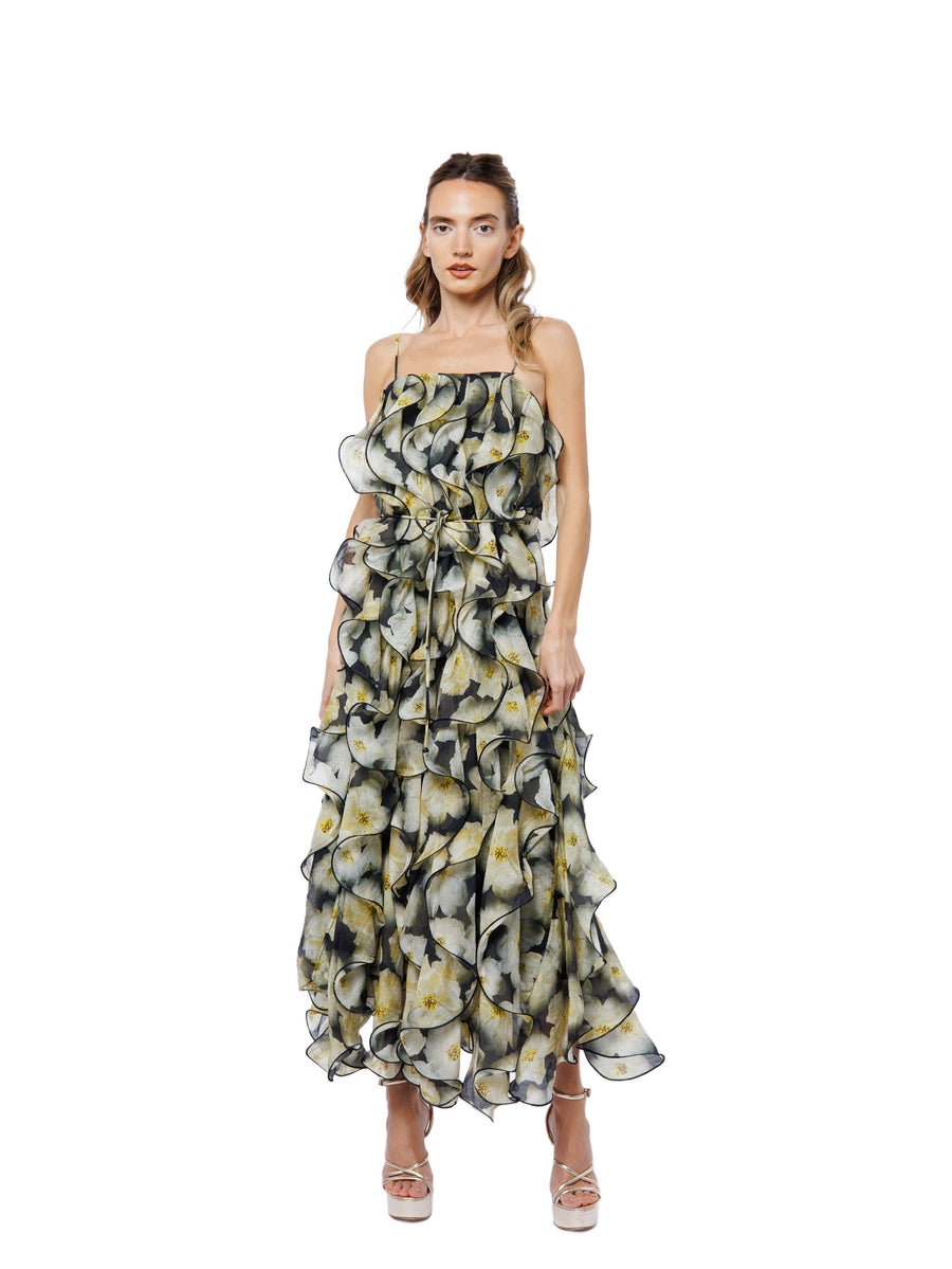 Irina Structured Ruffle Cocktail Dress