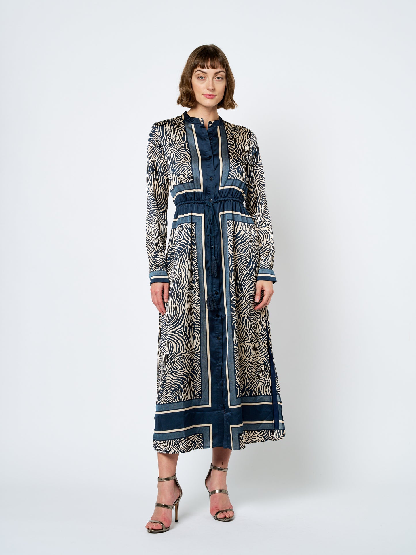 Coco Animal Print Long Sleeve Shirt Dress