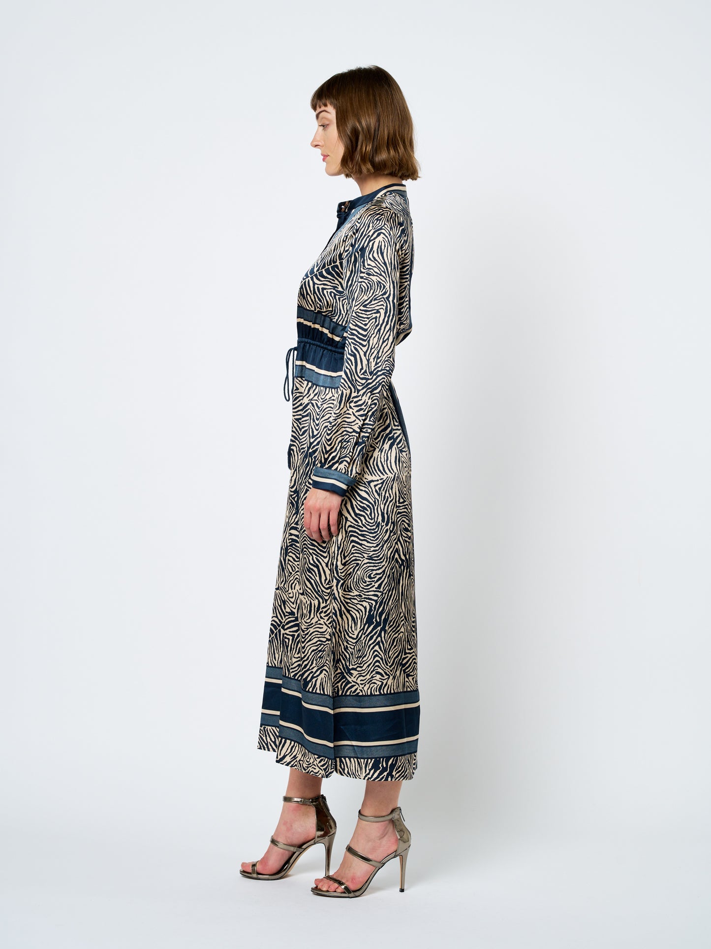 Coco Animal Print Long Sleeve Shirt Dress