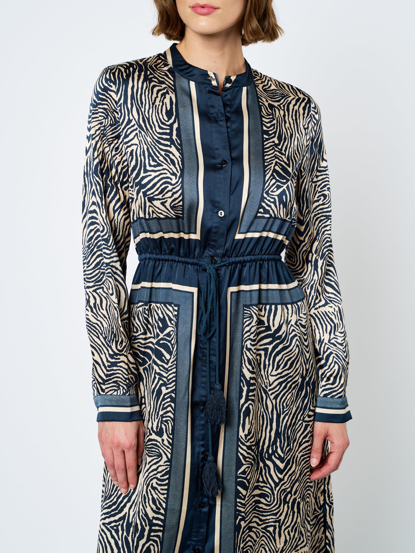 Coco Animal Print Long Sleeve Shirt Dress