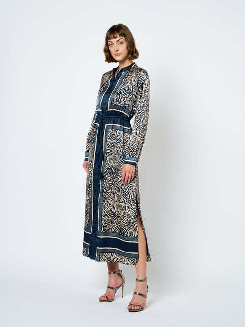 Load image 1 in gallery view. Coco Animal Print Long Sleeve Shirt Dress