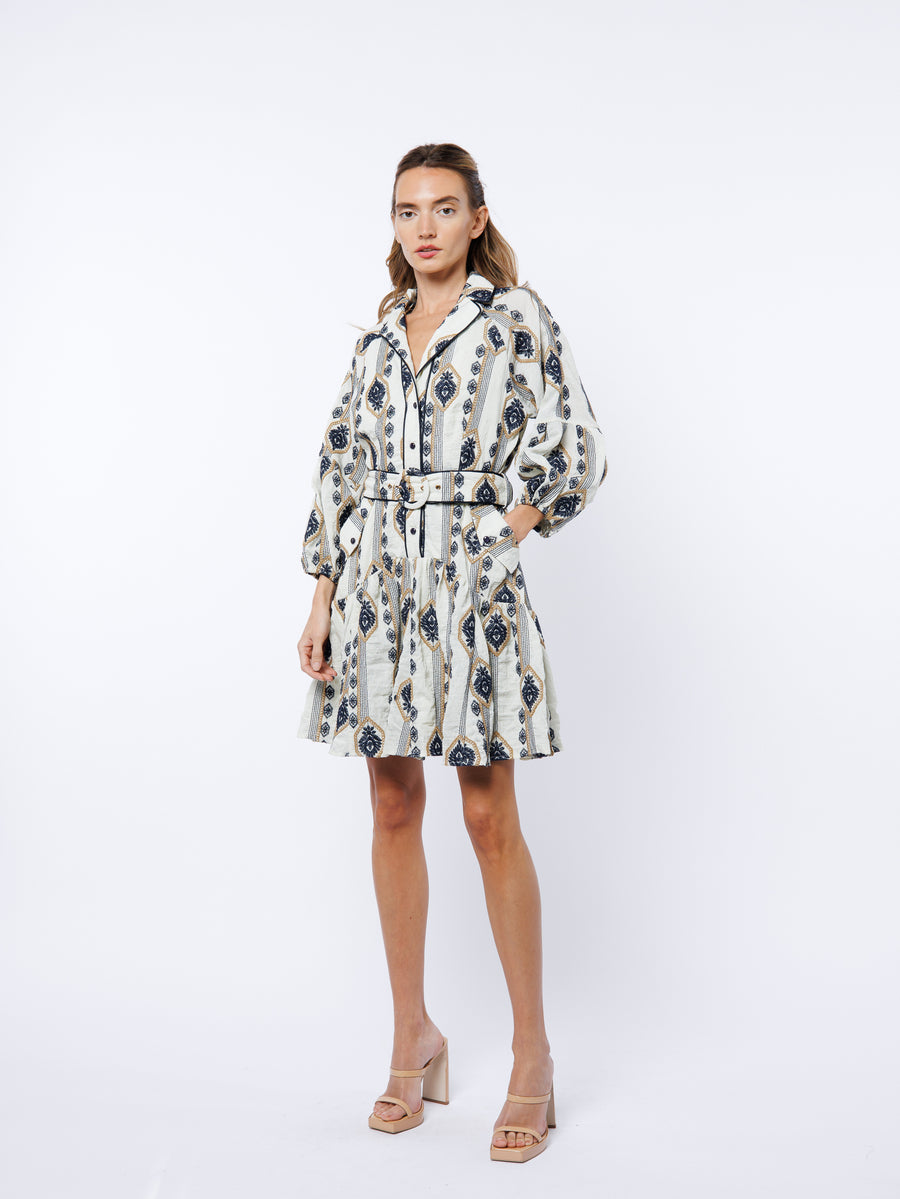 Jasper Embroidered Long Sleeve Shirt Dress