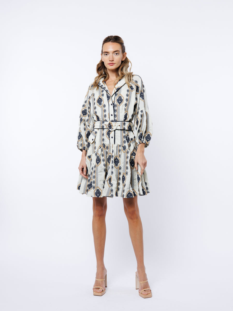 Jasper Embroidered Long Sleeve Shirt Dress
