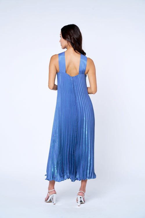 Load image 1 in gallery view. Mellisa Pleated Satin Halter Dress