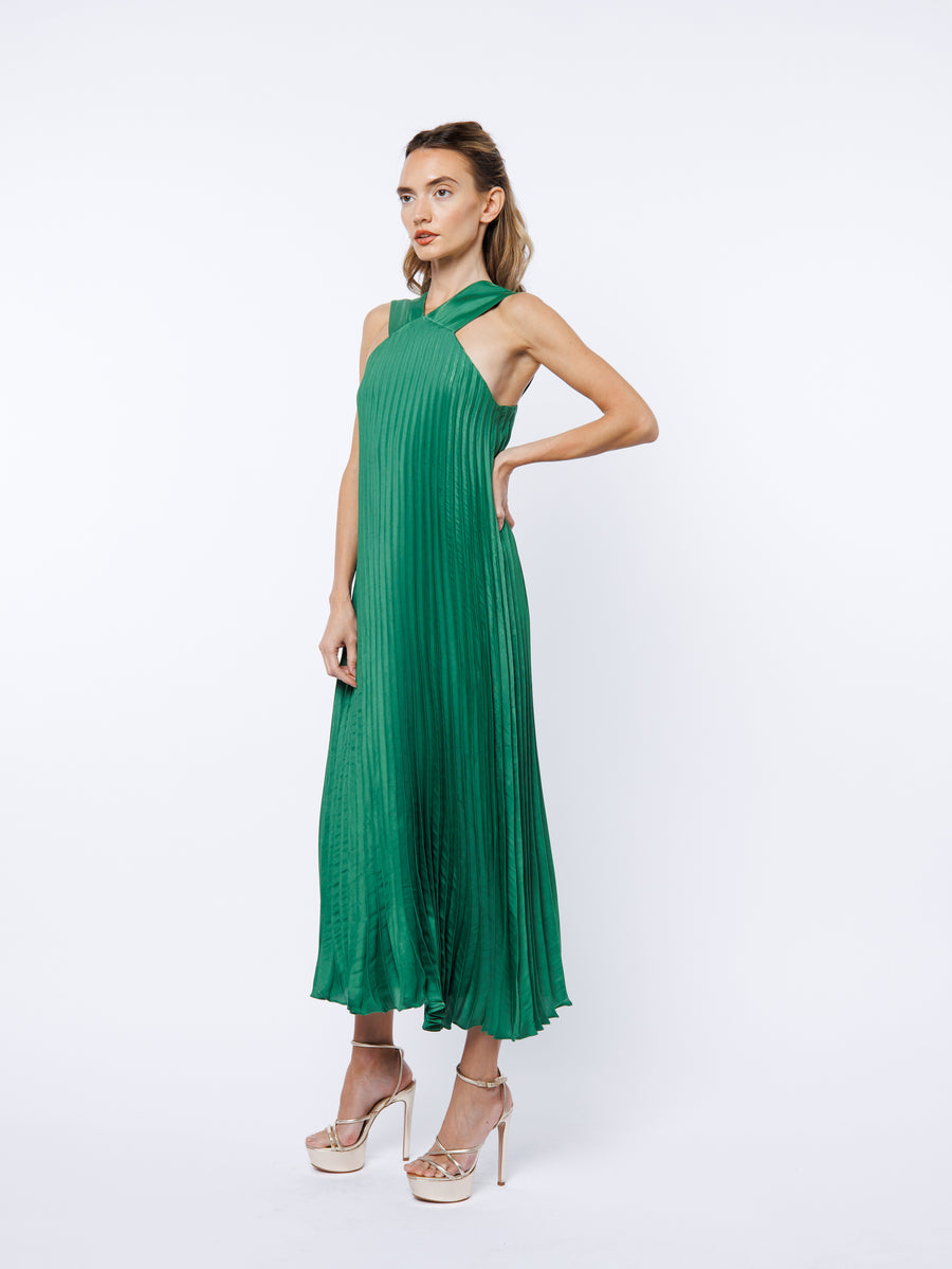 Mellisa Pleated Satin Dress