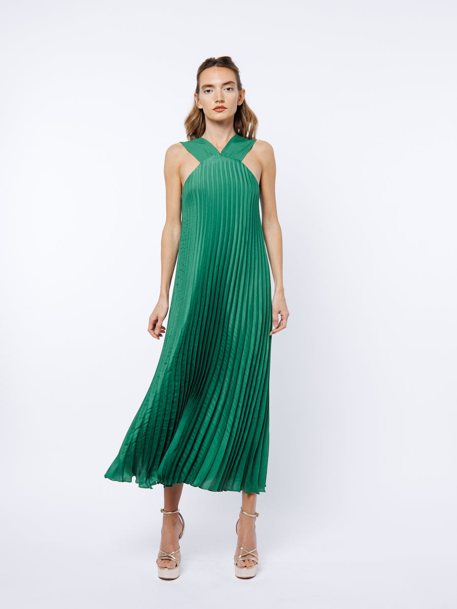 Mellisa Pleated Satin Dress