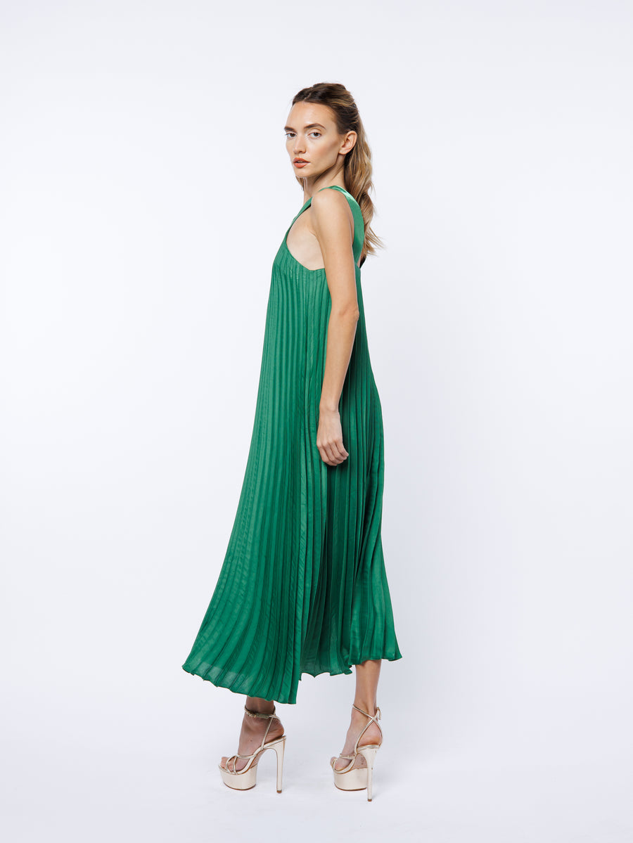 Mellisa Pleated Satin Dress