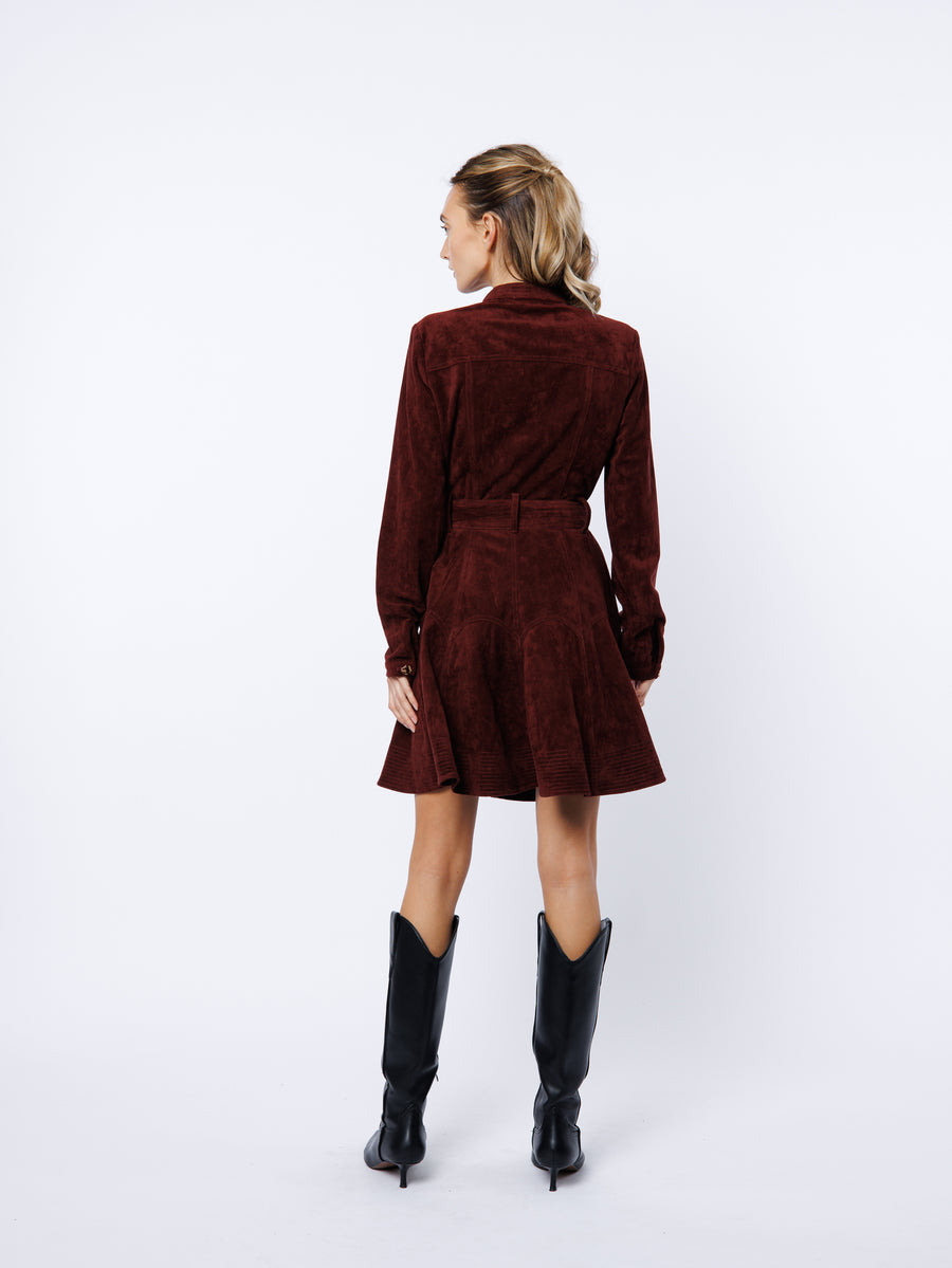 Laurie Faux Suede Long Sleeve Mini Dress