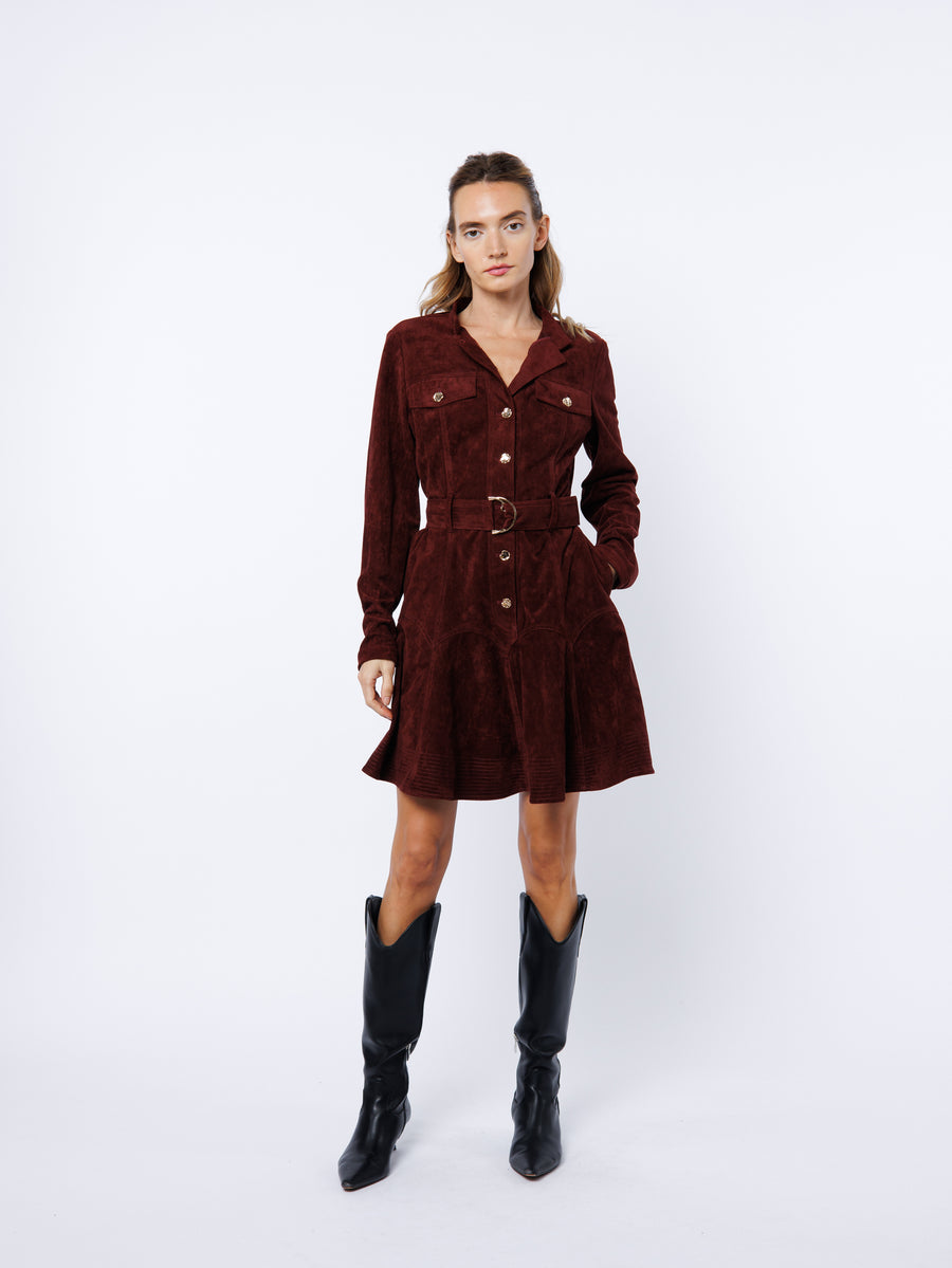 Laurie Faux Suede Long Sleeve Mini Dress