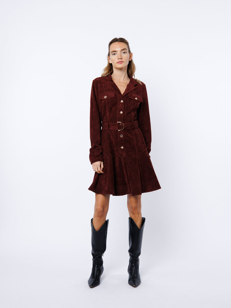 Laurie Faux Suede Long Sleeve Mini Dress
