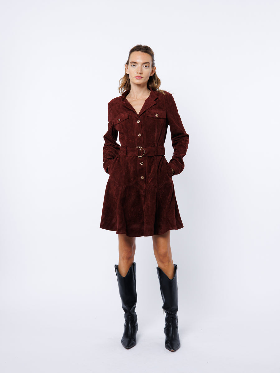 Laurie Faux Suede Long Sleeve Mini Dress