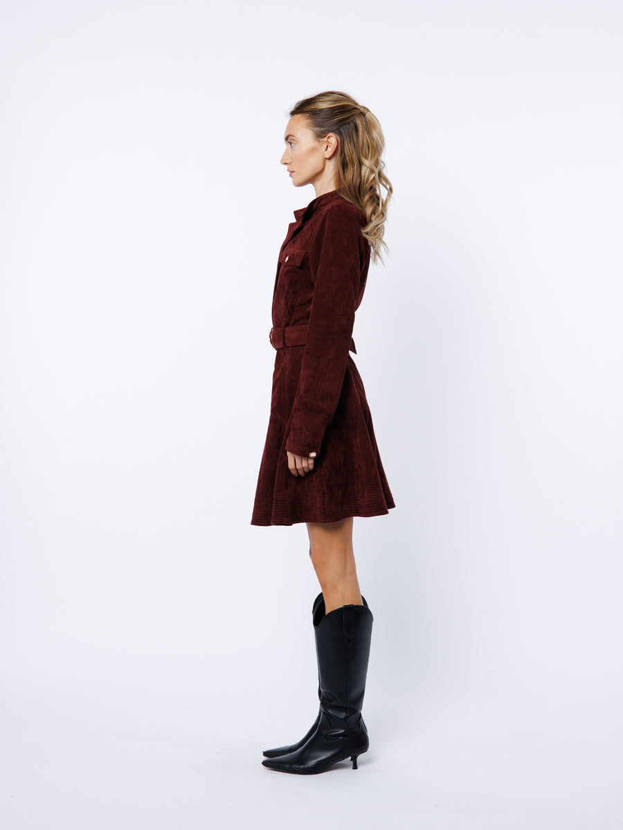 Laurie Faux Suede Long Sleeve Mini Dress