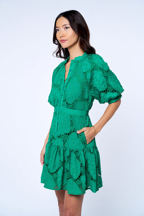 Load image 1 in gallery view. Steph Button-Up Eyelet Mini Dress