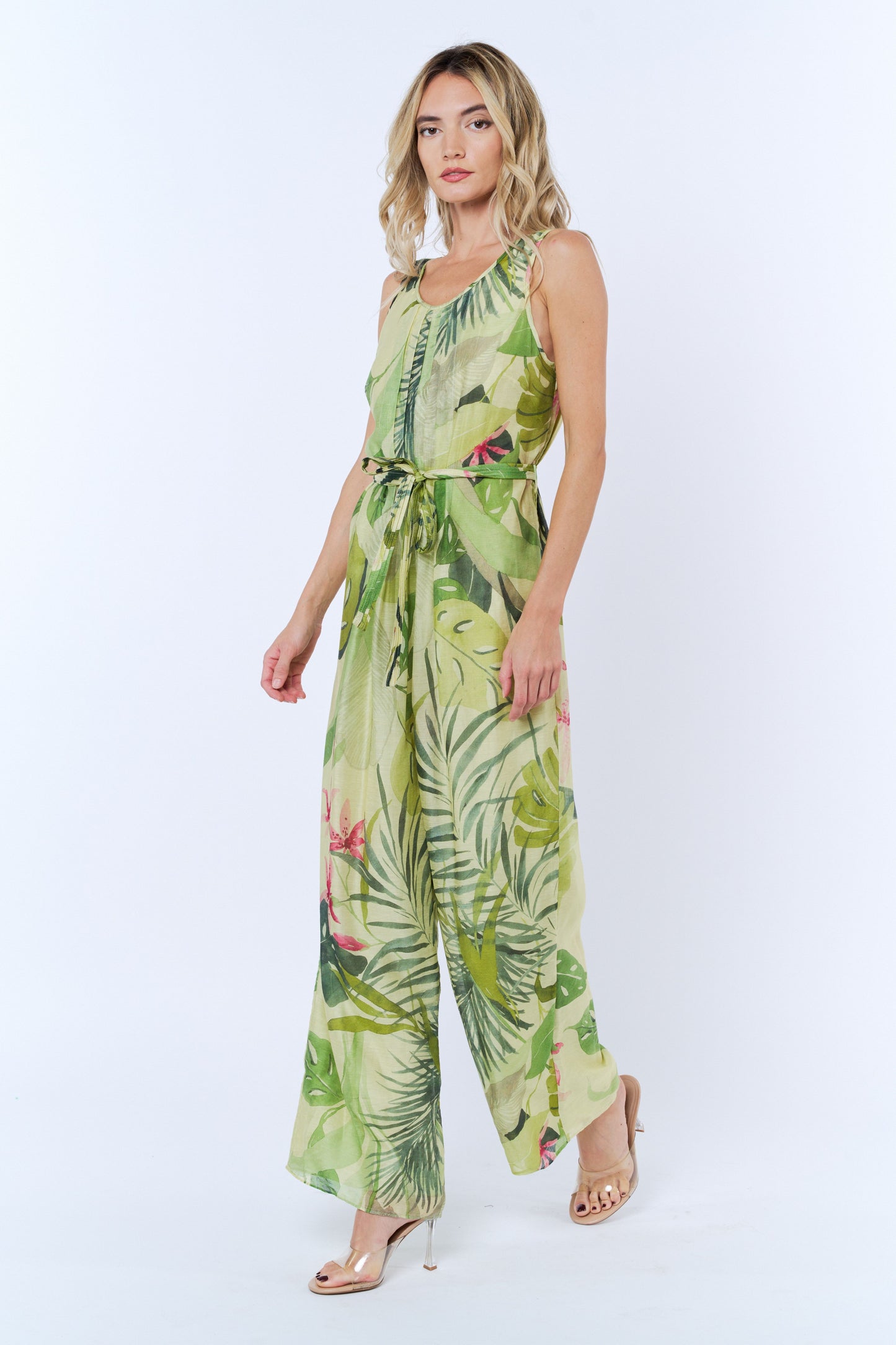 Tatina Tropical Print Pleated Jumpsuit