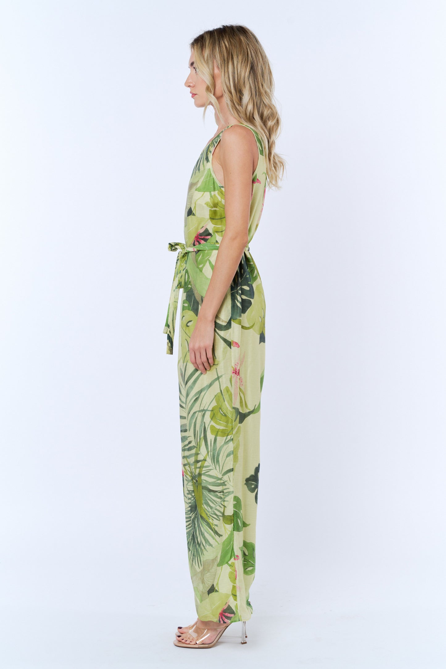 Tatina Tropical Print Pleated Jumpsuit