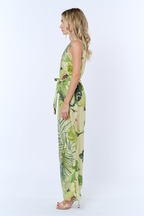 Load image 1 in gallery view. Tatina Tropical Print Pleated Jumpsuit