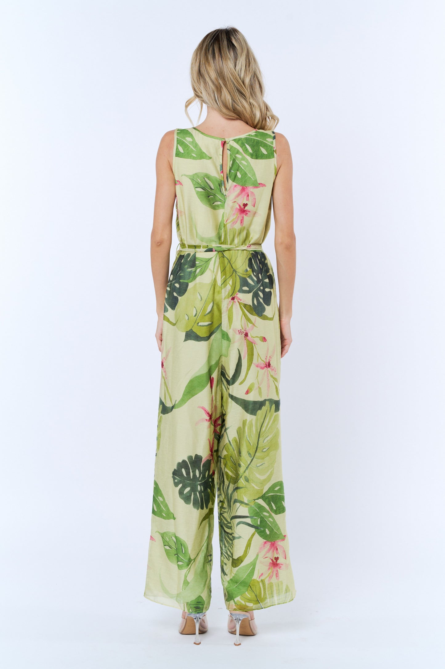 Tatina Tropical Print Pleated Jumpsuit