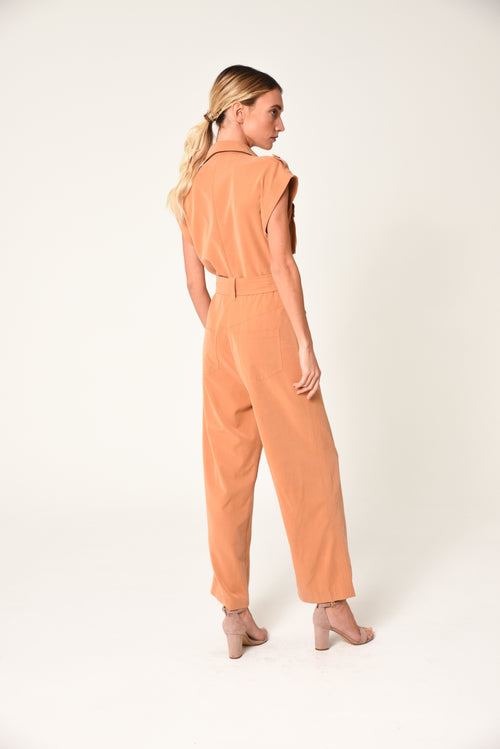 Load image 1 in gallery view. Joelle Cap Sleeve Belted Jumpsuit