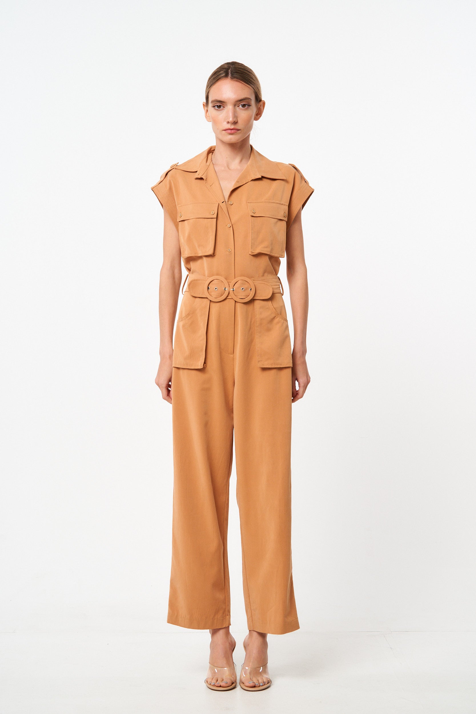 Joelle Cap Sleeve Belted Jumpsuit