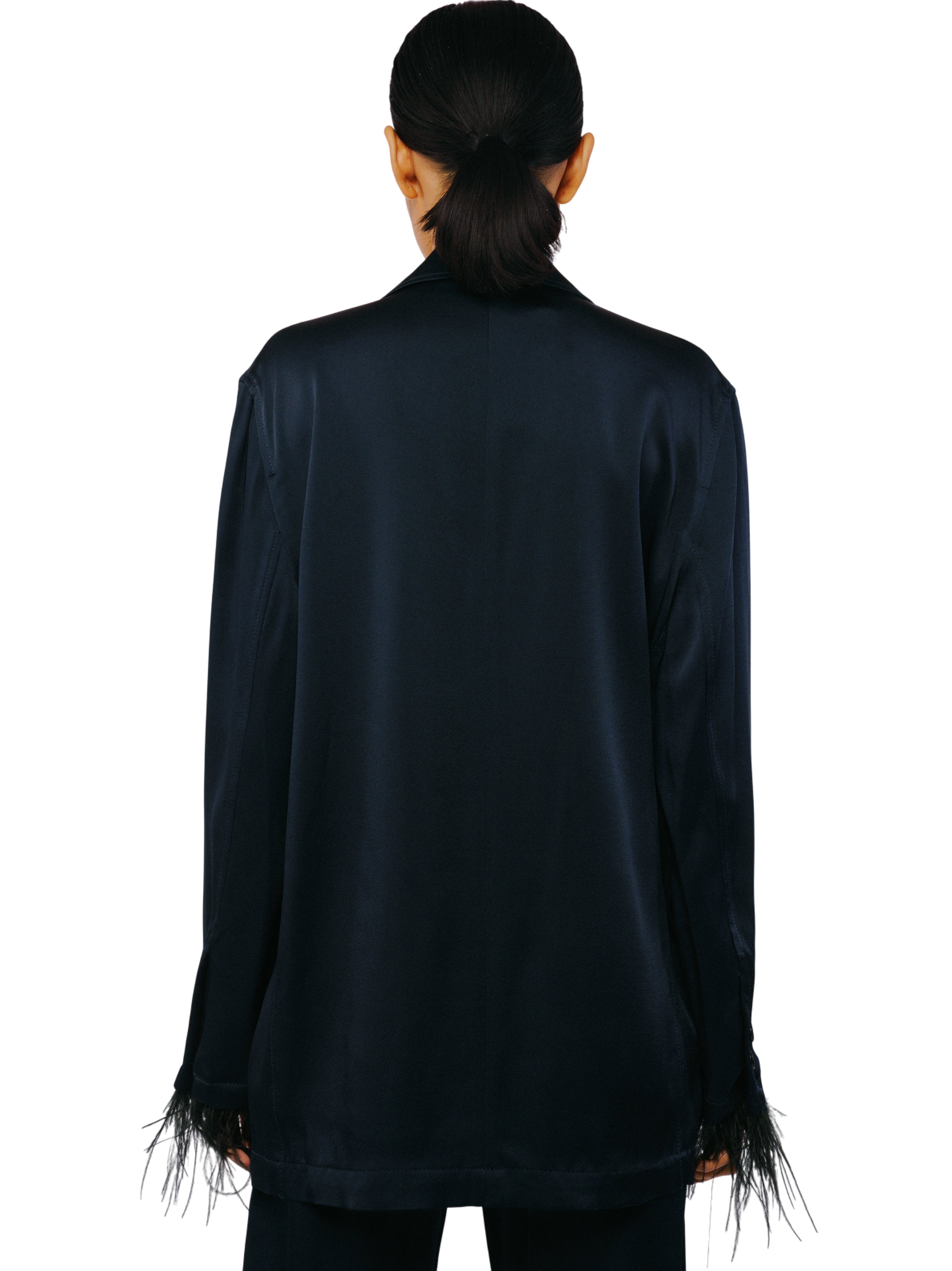 Giada Feather Trimmed Satin Jacket