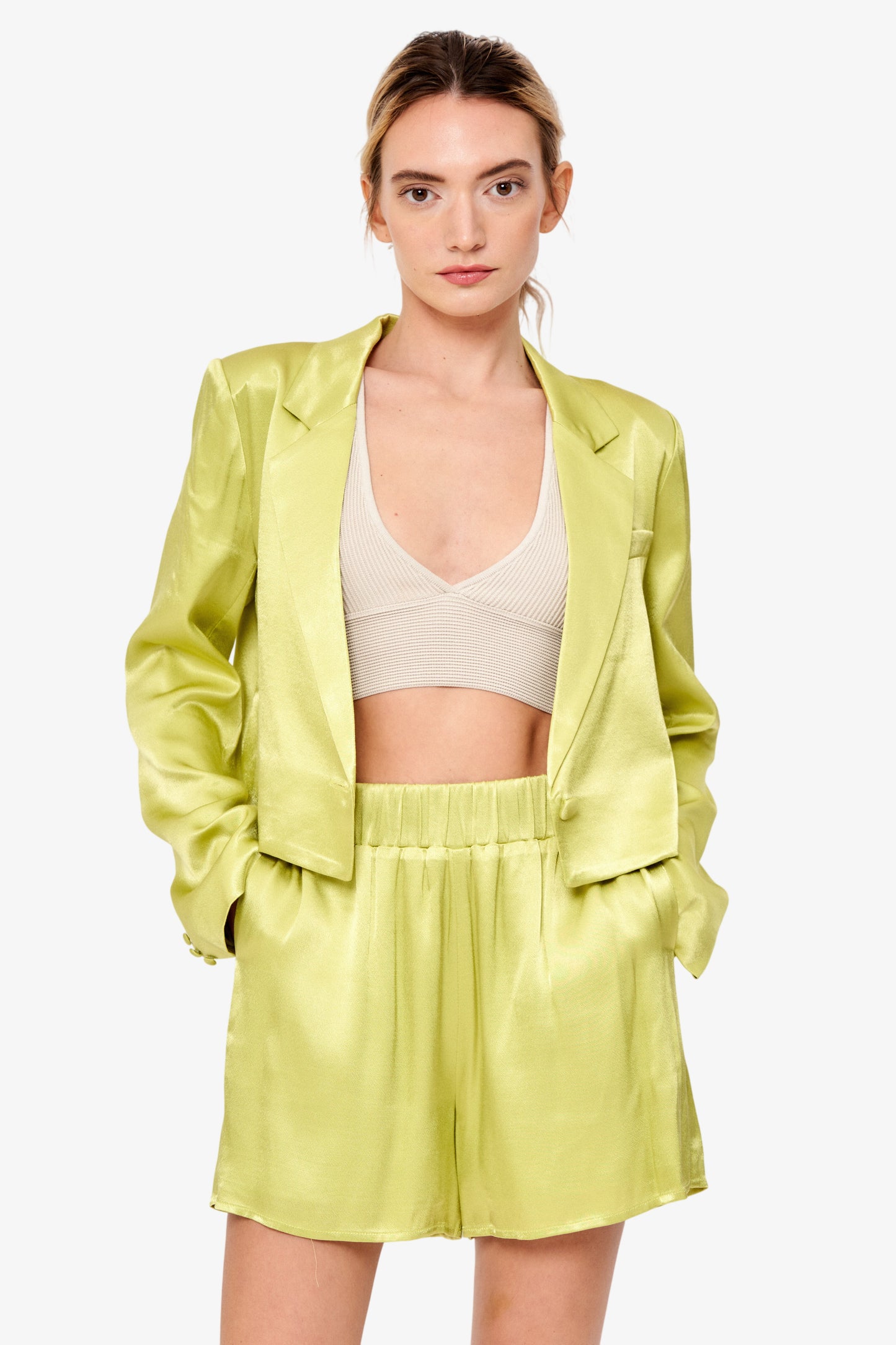 Astella Satin Cropped Blazer