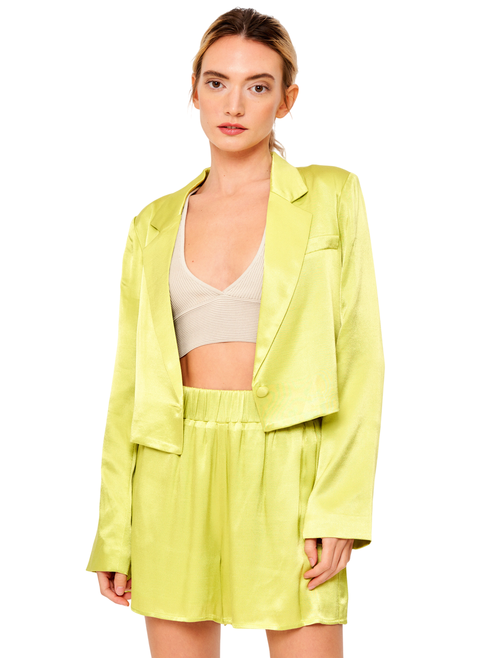 Astella Satin Cropped Blazer