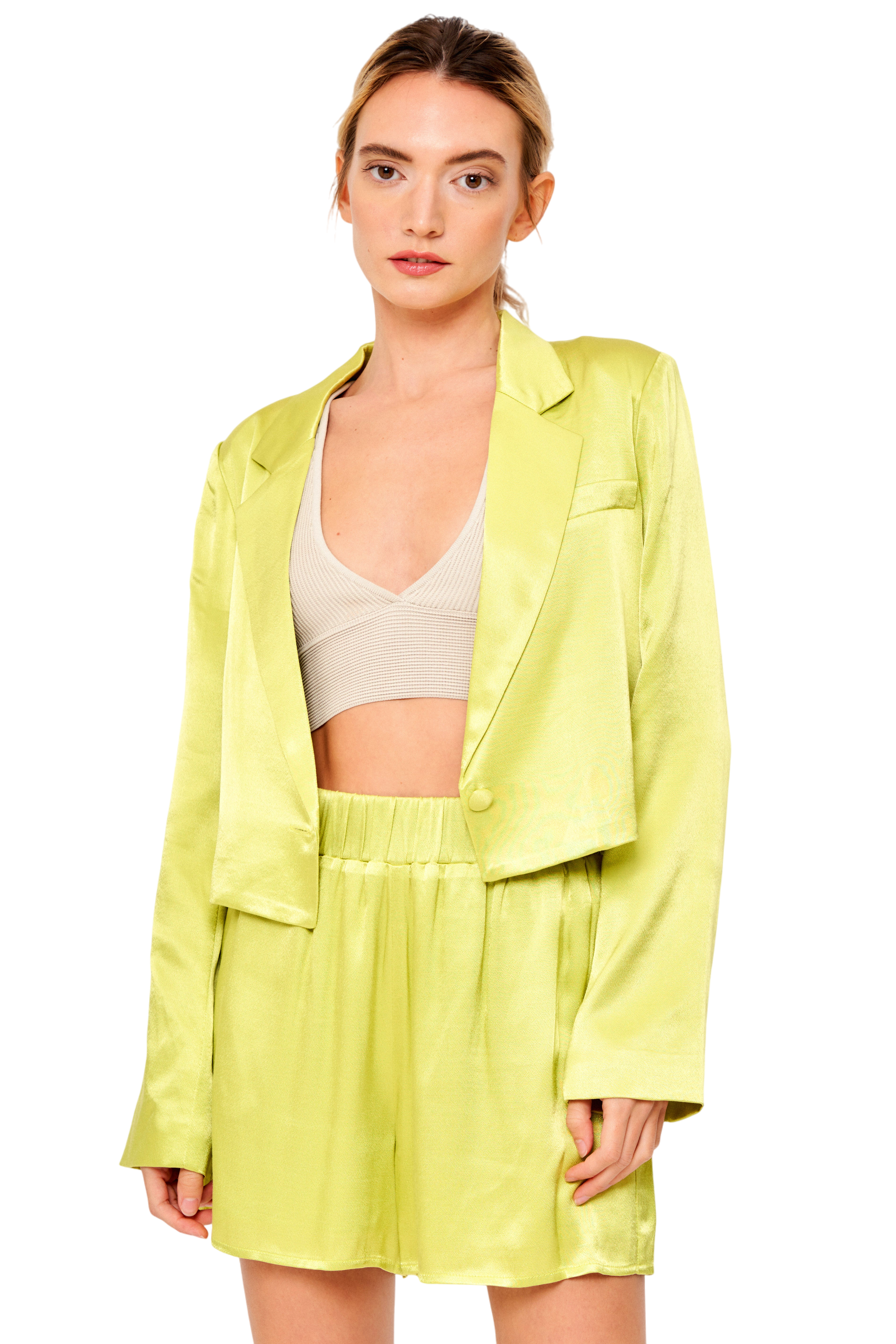 Astella Satin Cropped Blazer