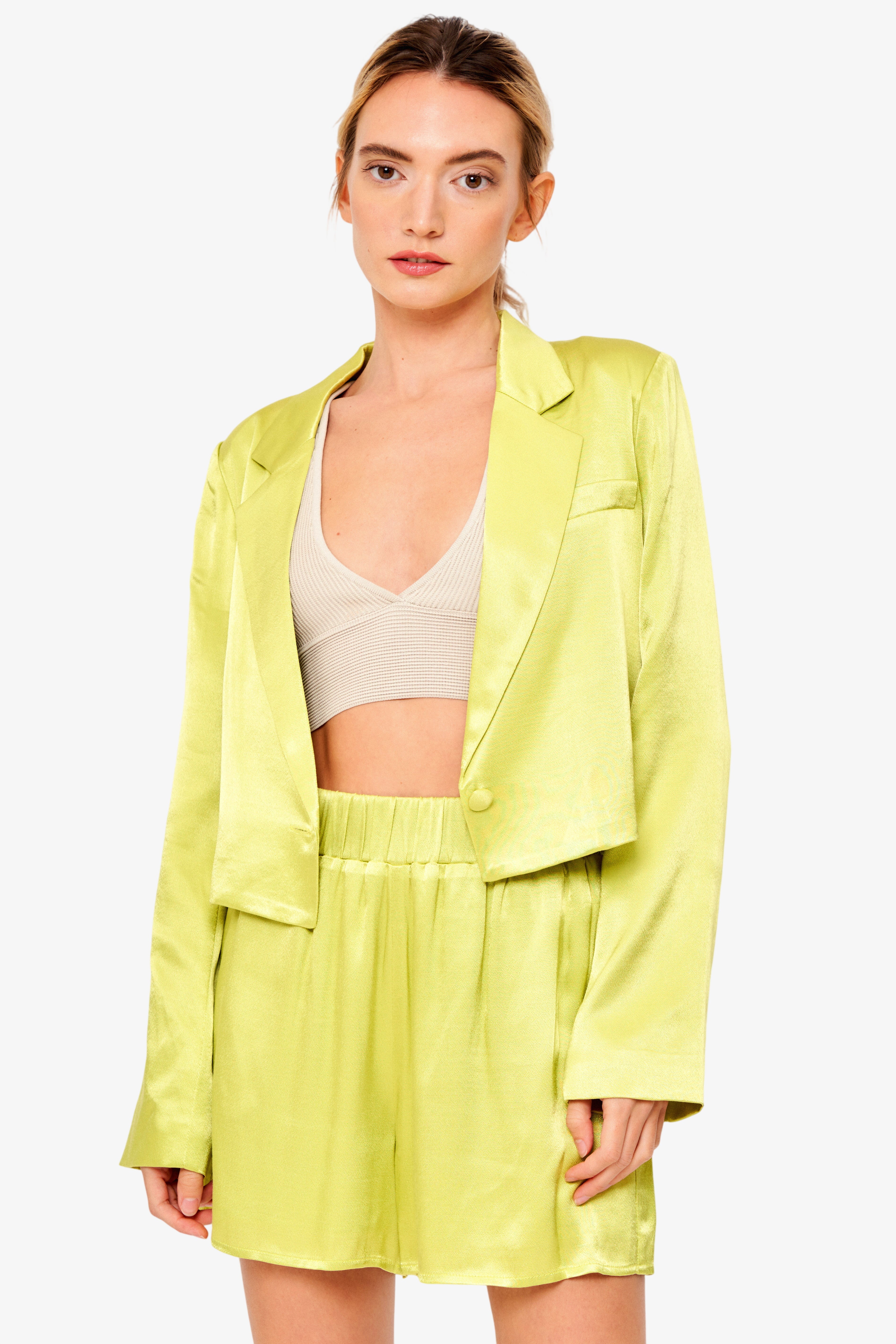 Astella Satin Cropped Blazer
