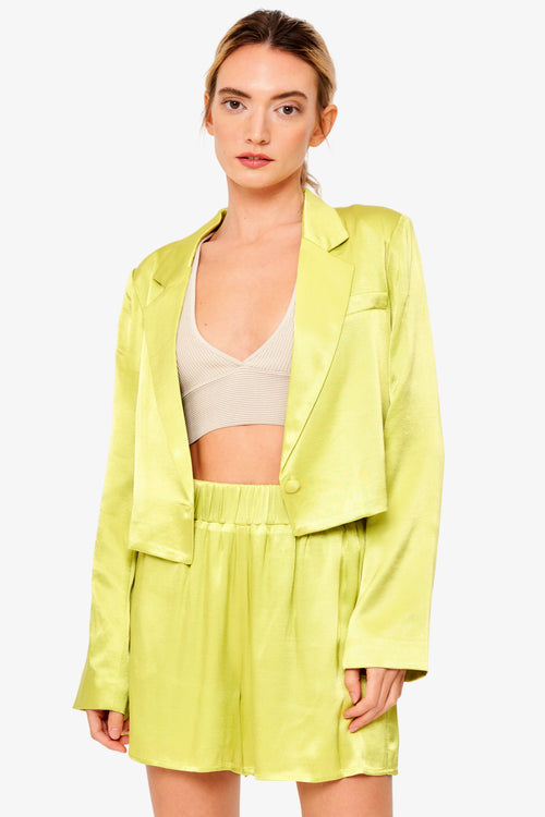 Load image 1 in gallery view. Astella Satin Cropped Blazer