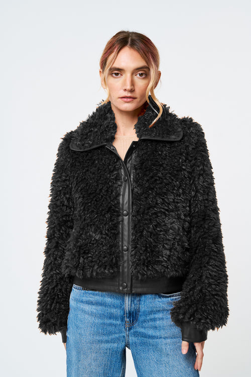 Load image 1 in gallery view. Marza Faux Fur Bomber Jacket