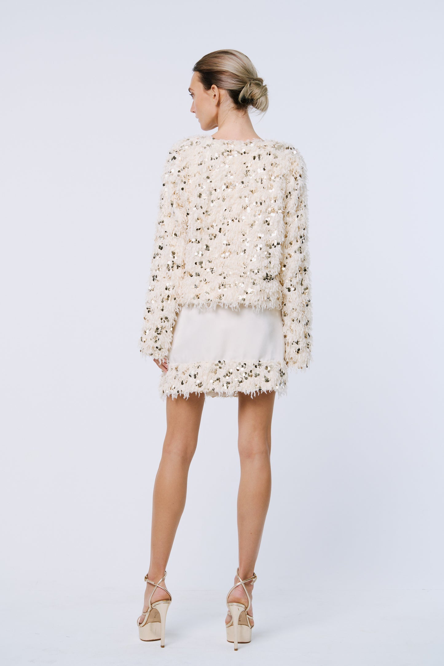 Brynna Sequin Faux Fur Jacket