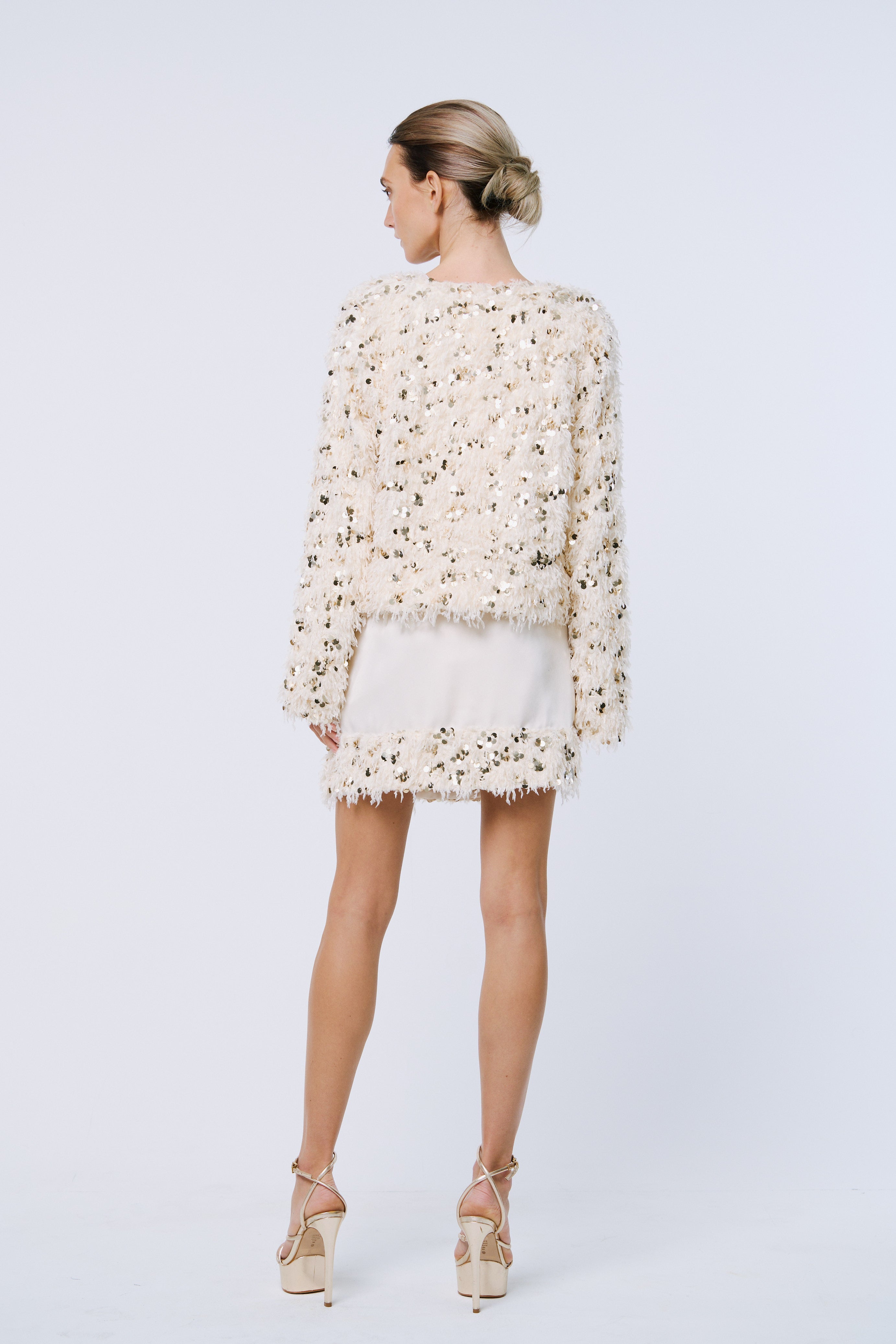 Brynna Sequin Faux Fur Jacket