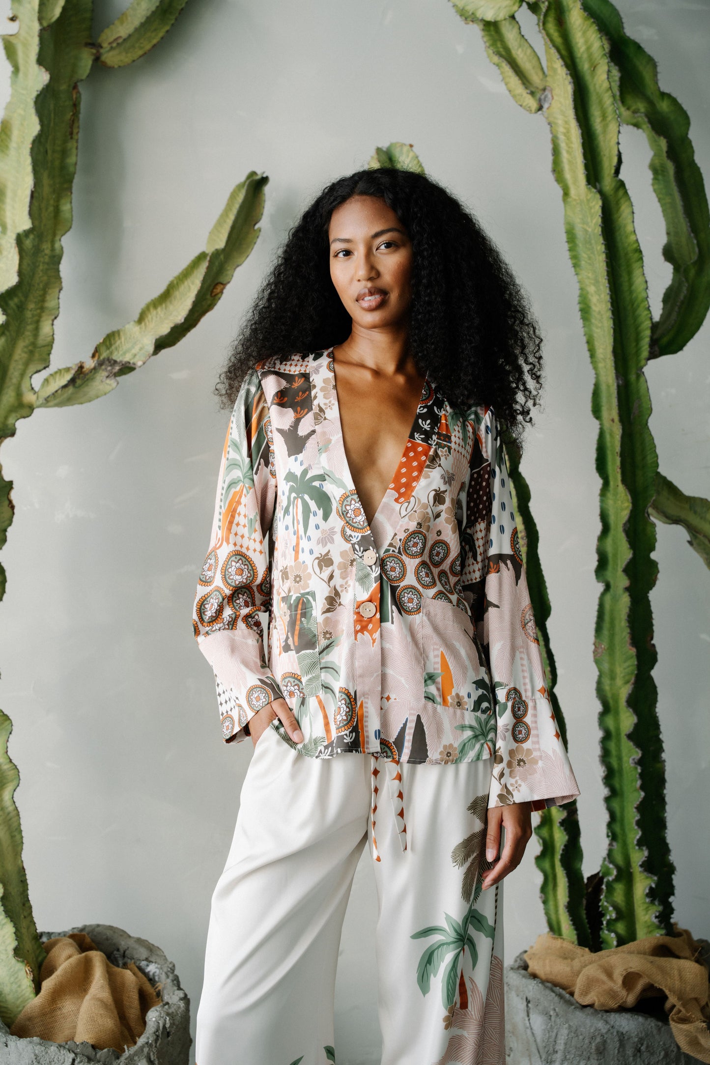 Azra Botanical Print Drawstring Pants