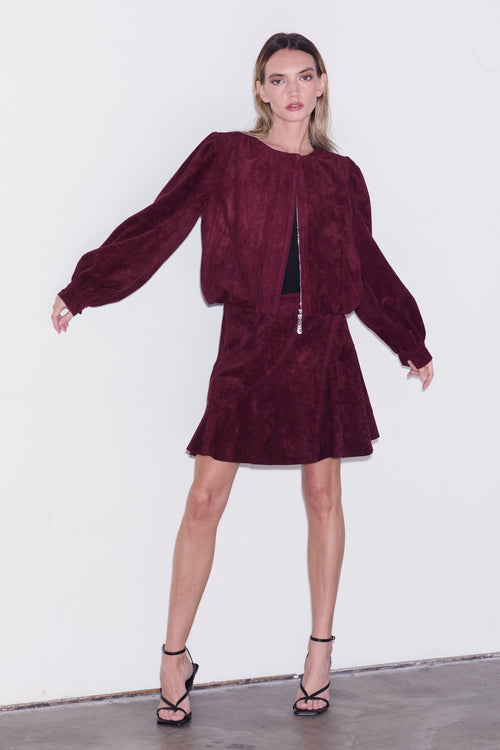 Cargar la imagen 1 en la vista de la galería. Donna Bubble Hem Faux Suede Jacket