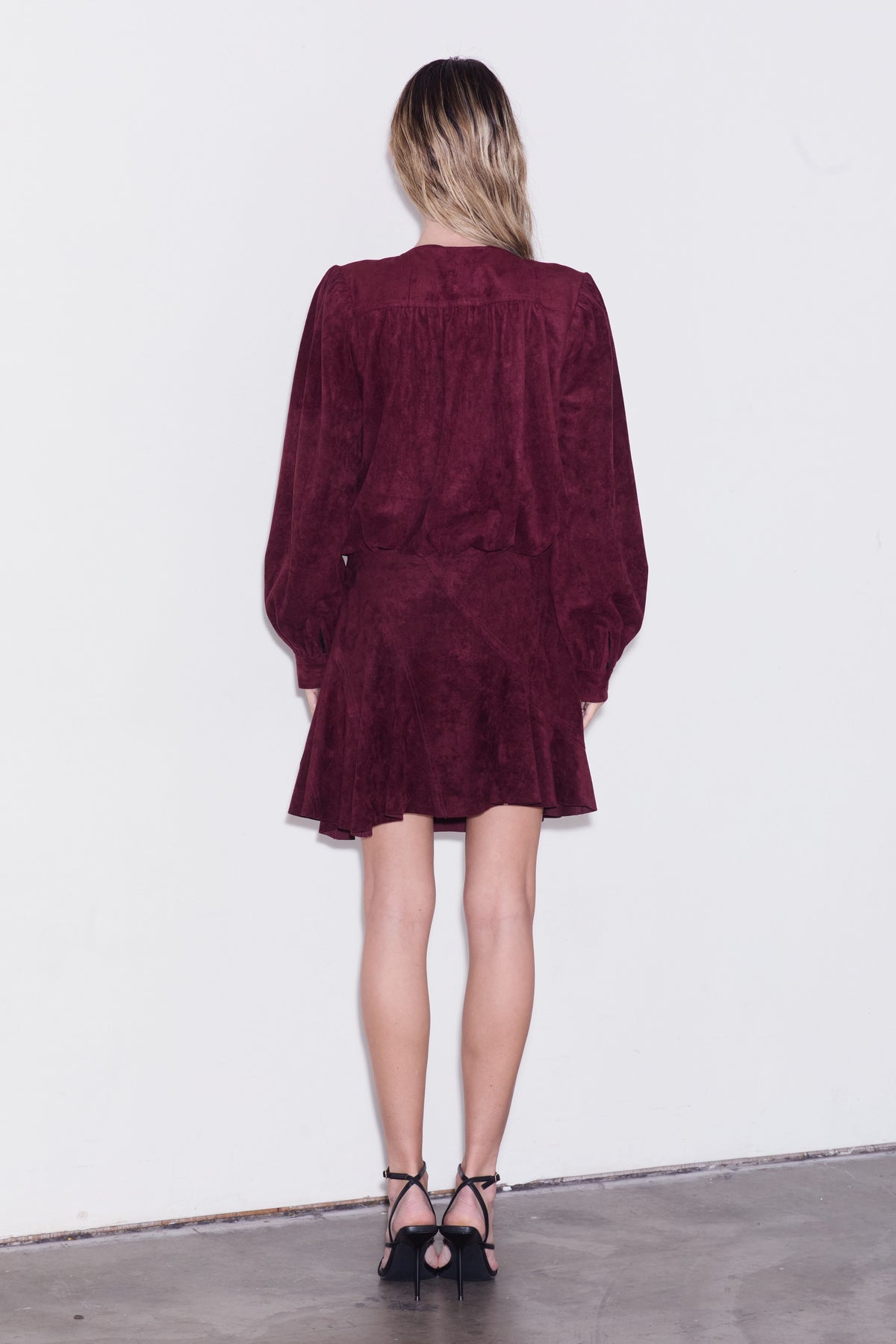 Donna Bubble Hem Faux Suede Jacket