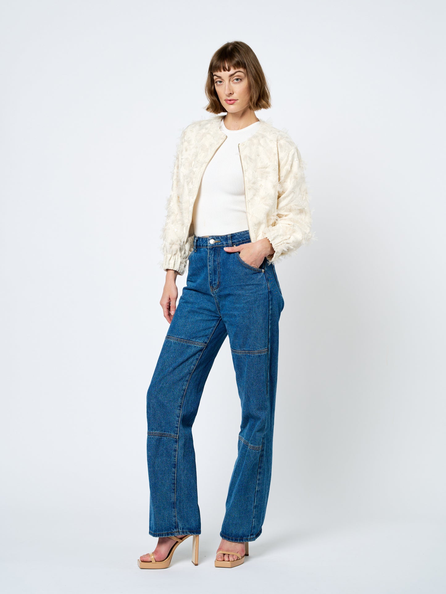 Kamielle Embellished Zippered Bomber Jacket