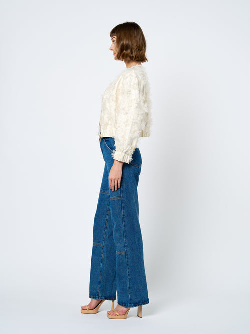 Load image 1 in gallery view. Kamielle Embellished Zippered Bomber Jacket