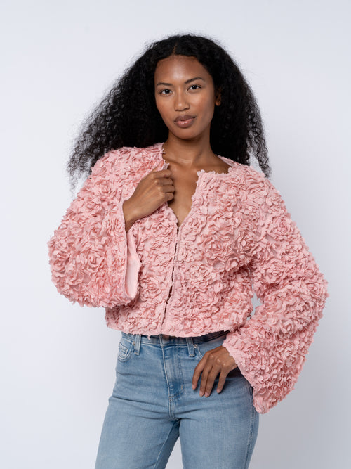 Load image 1 in gallery view. Elliott Flower Embellished Cropped Jacket
