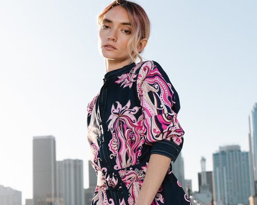 Load image 1 in gallery view. Suzette Floral Print Mini Shirt Dress