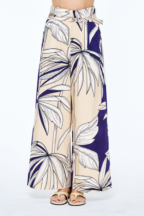 Cargar la imagen 1 en la vista de la galería. Leah Botanical Print Belted Wide Leg Pants